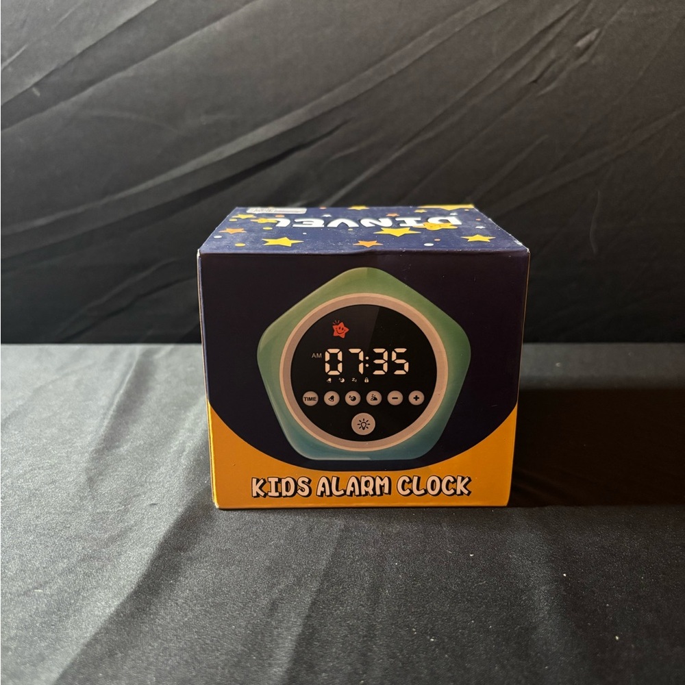 Dinvel Kids Alarm Clock LED Night Light, Sleep Trainer, Rechargeable, Easy Use